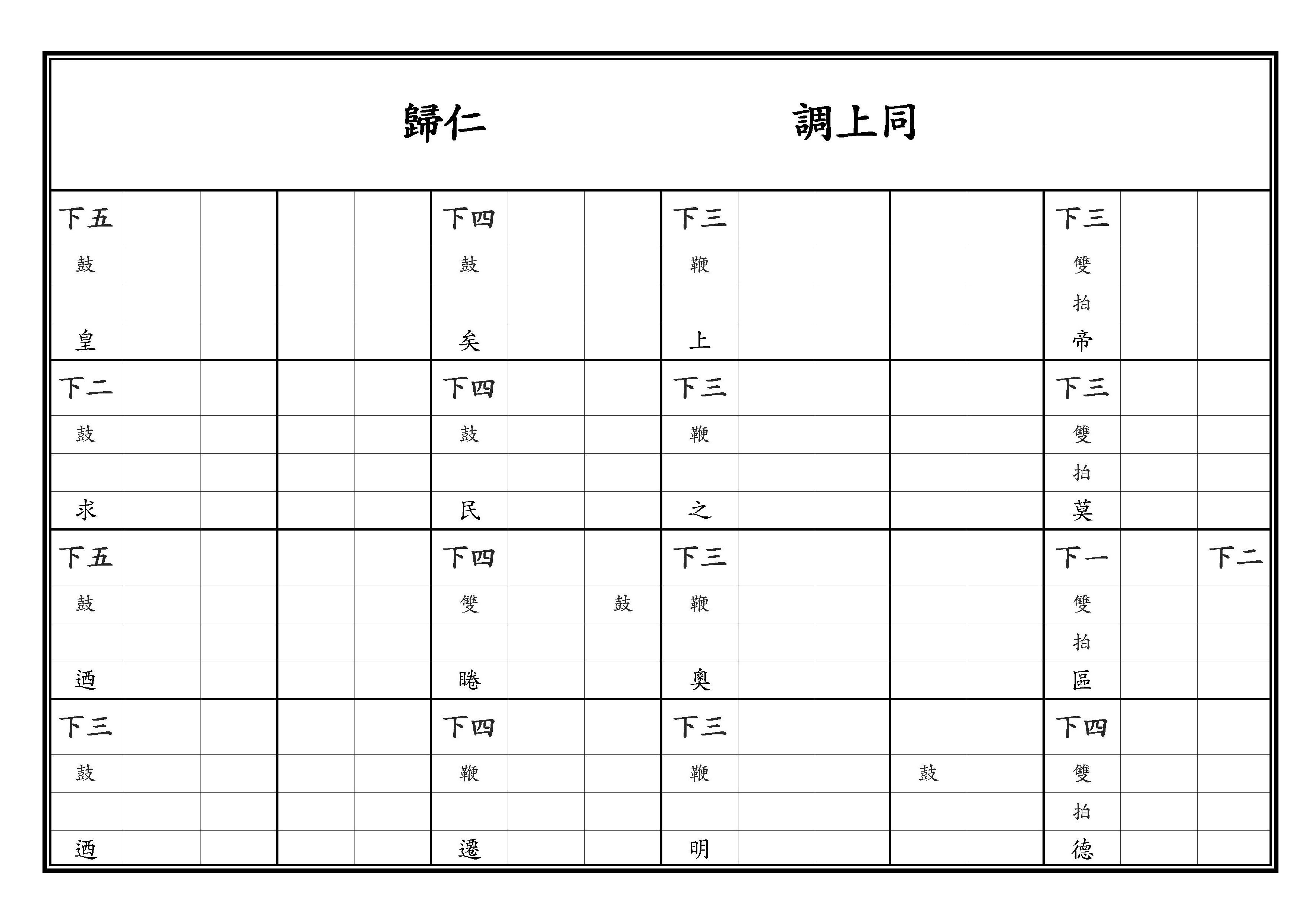 初獻 保太平之樂 歸仁 調上同