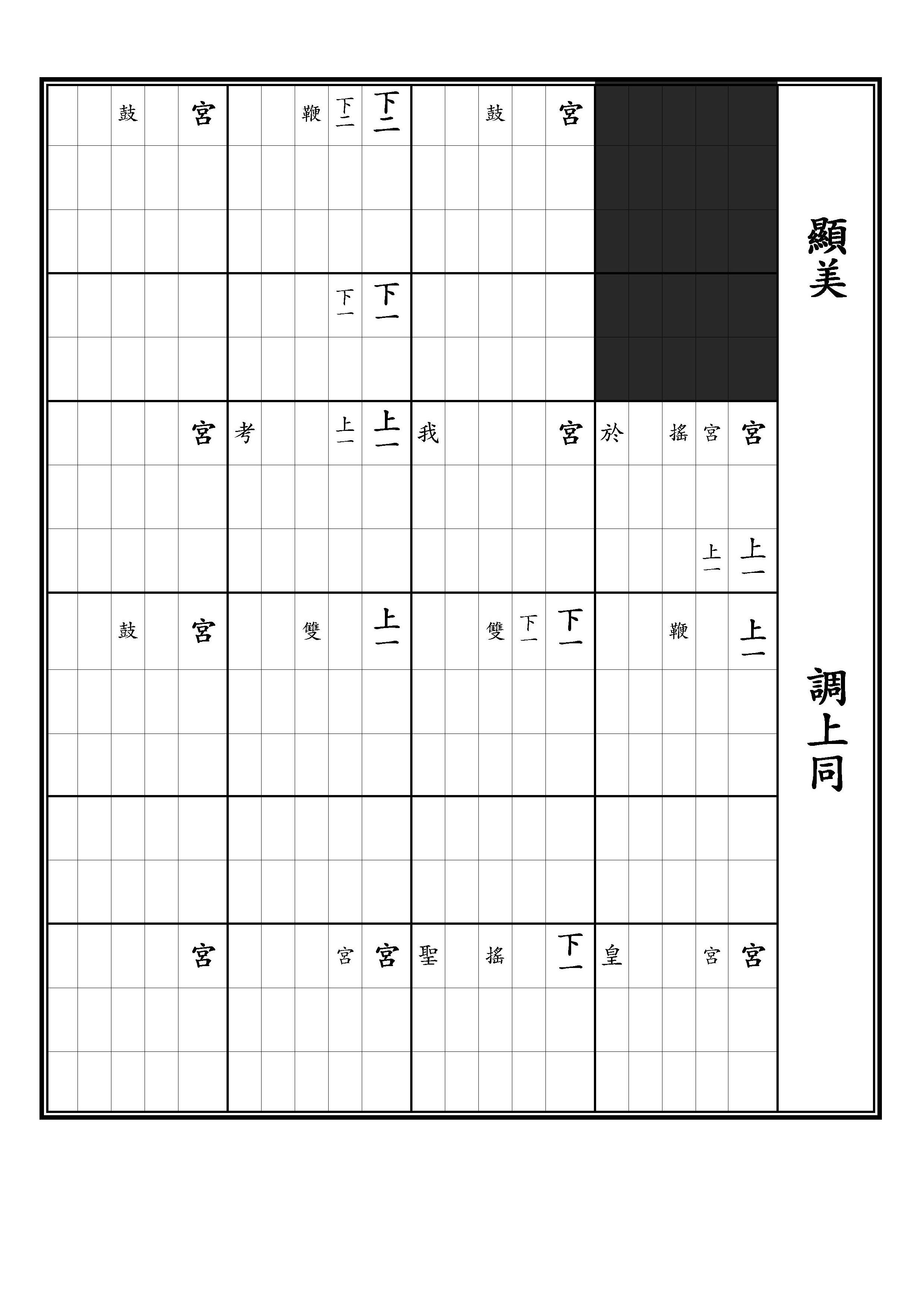 初獻 保太平之樂 顯美 調上同