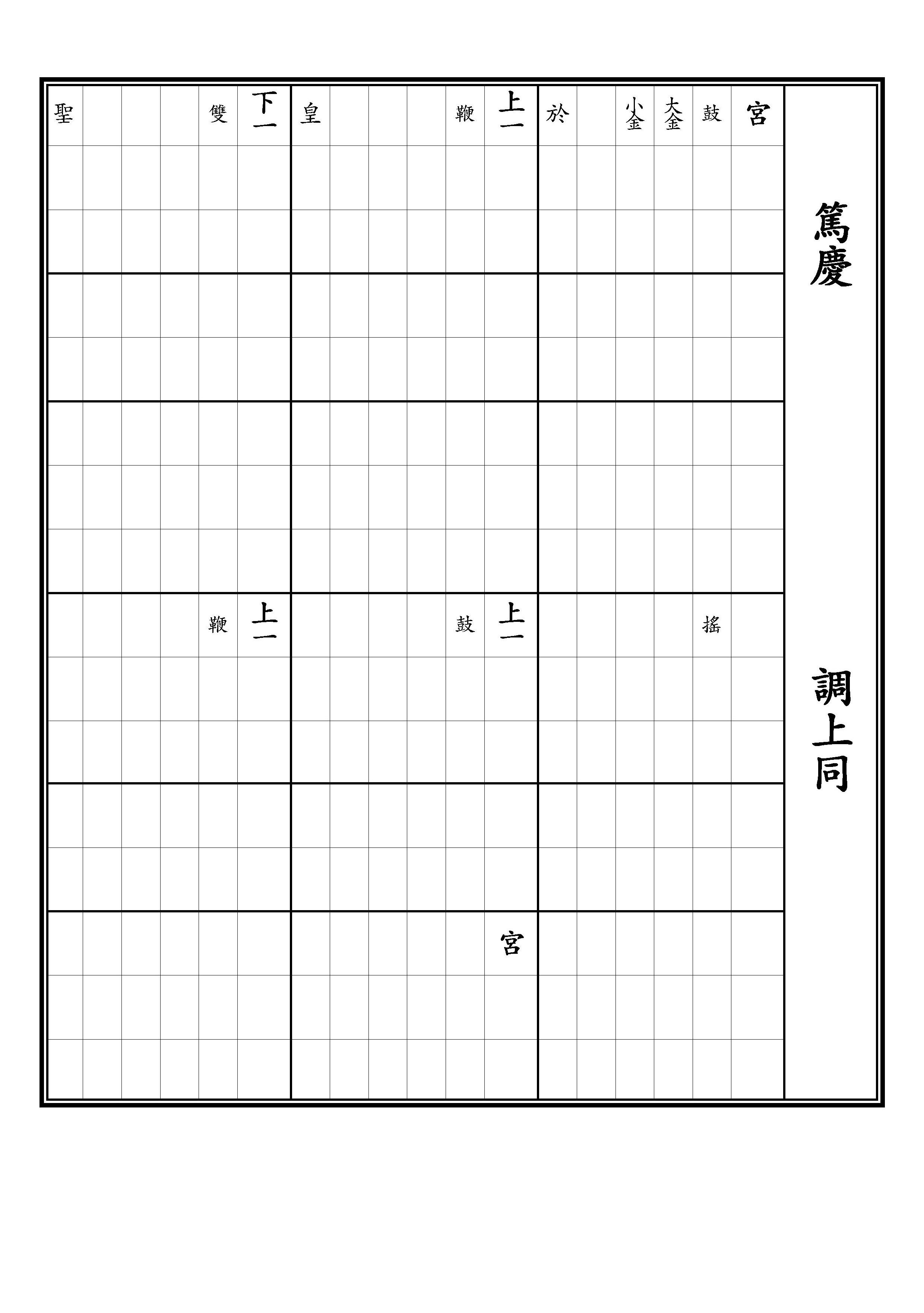 亞獻 定大業之樂 篤慶 調上同