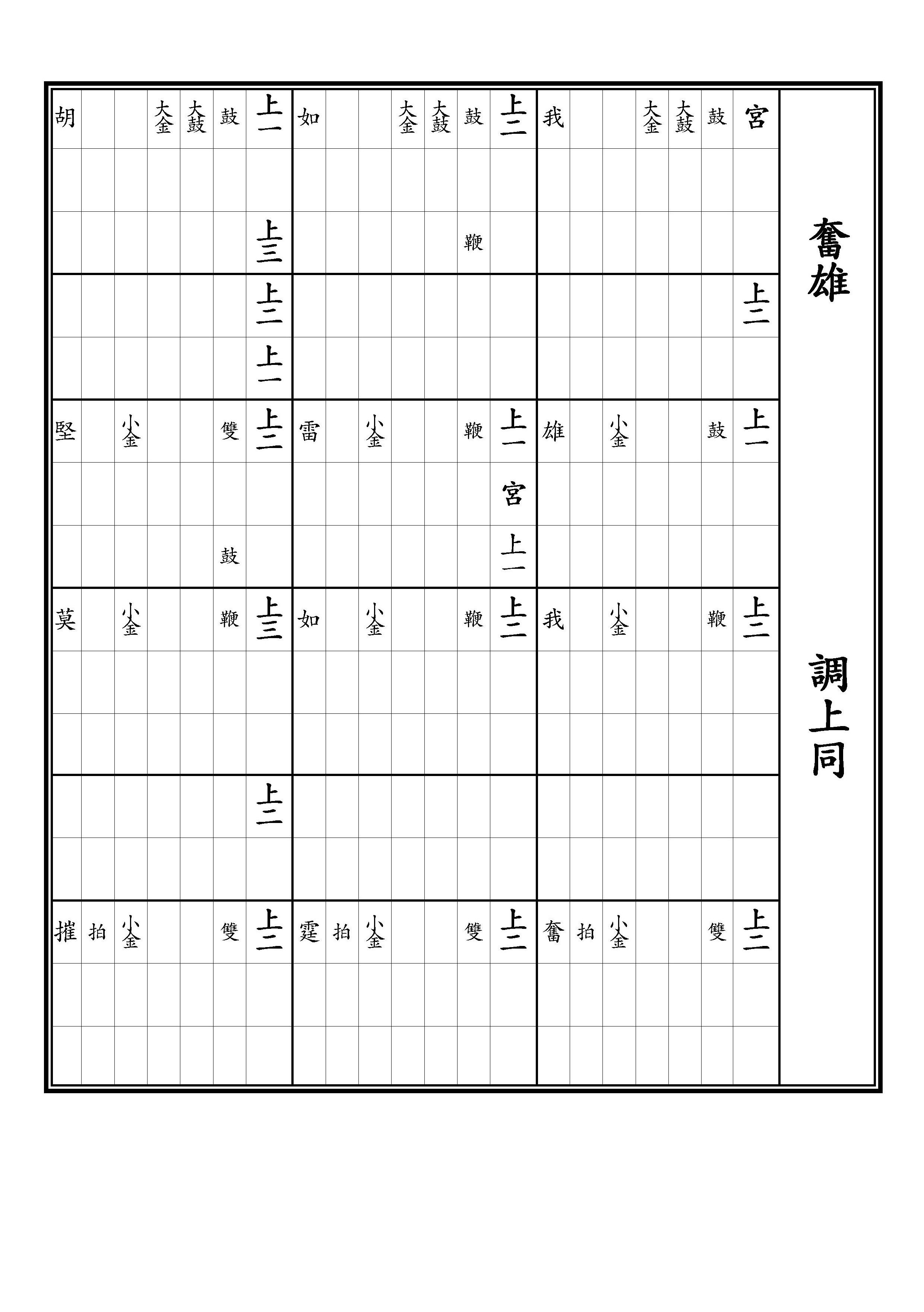 亞獻 定大業之樂 奮雄 調上同