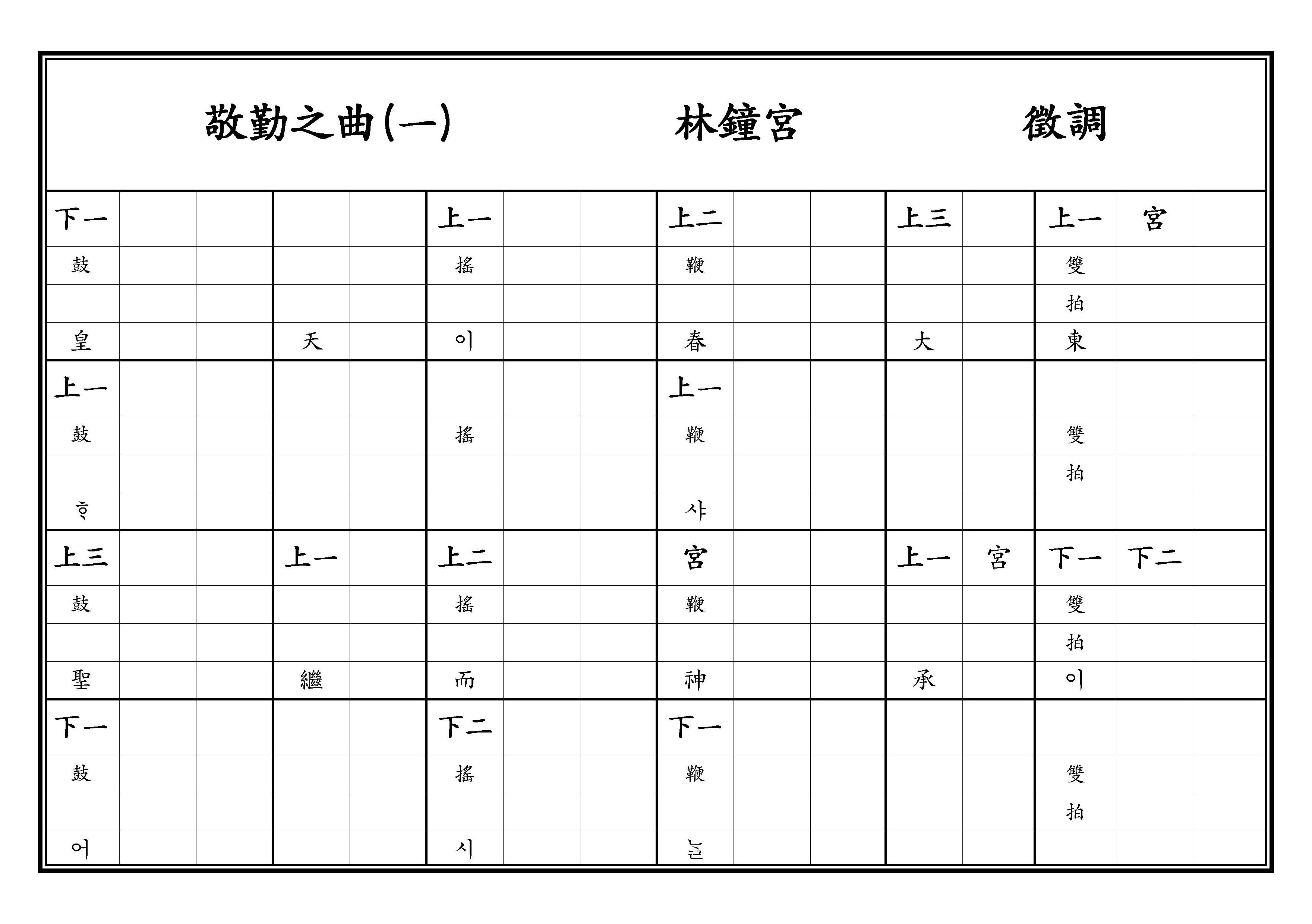 敬勤之曲(一) 林鐘宮 徵調