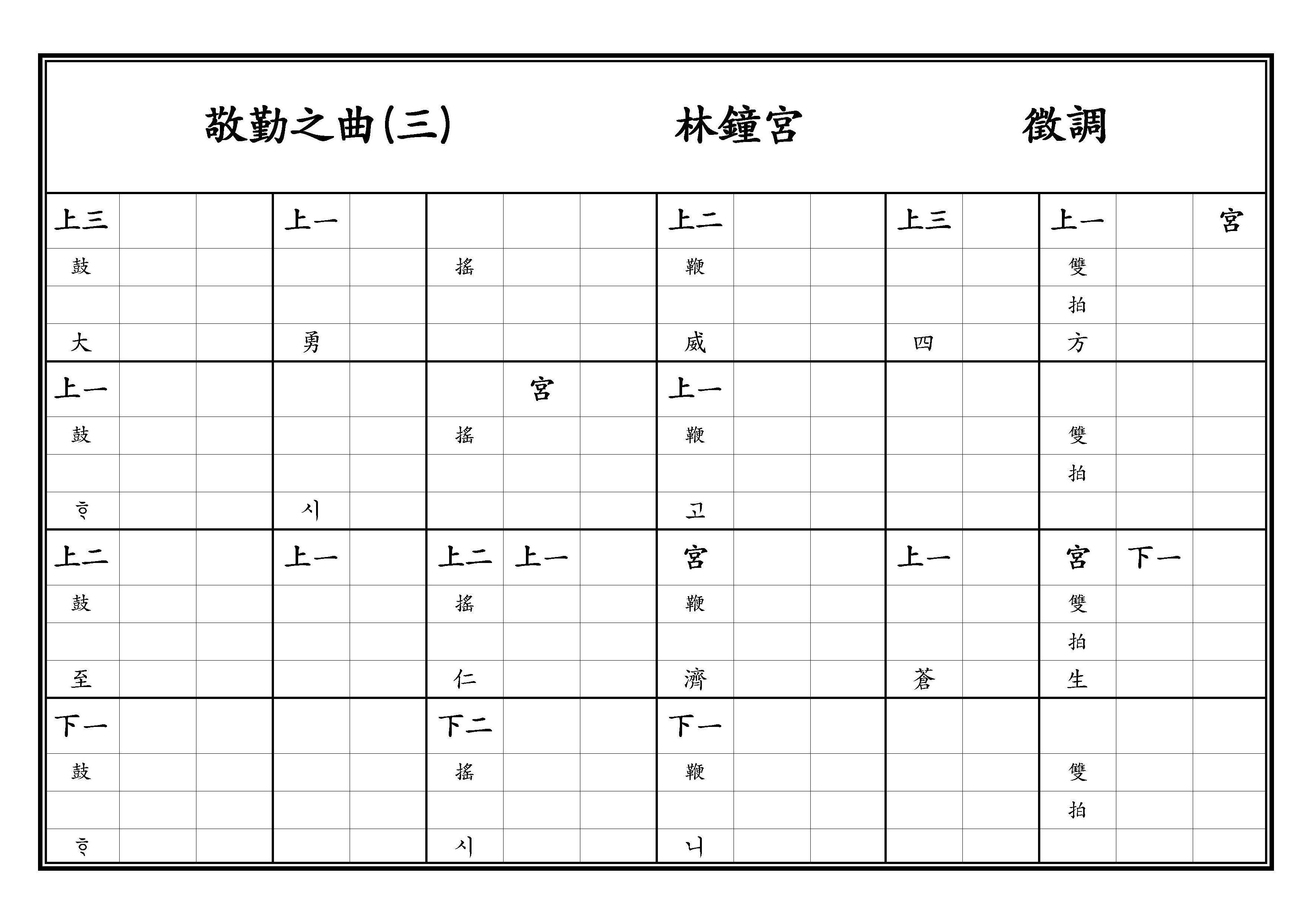 敬勤之曲(三) 林鐘宮 徵調