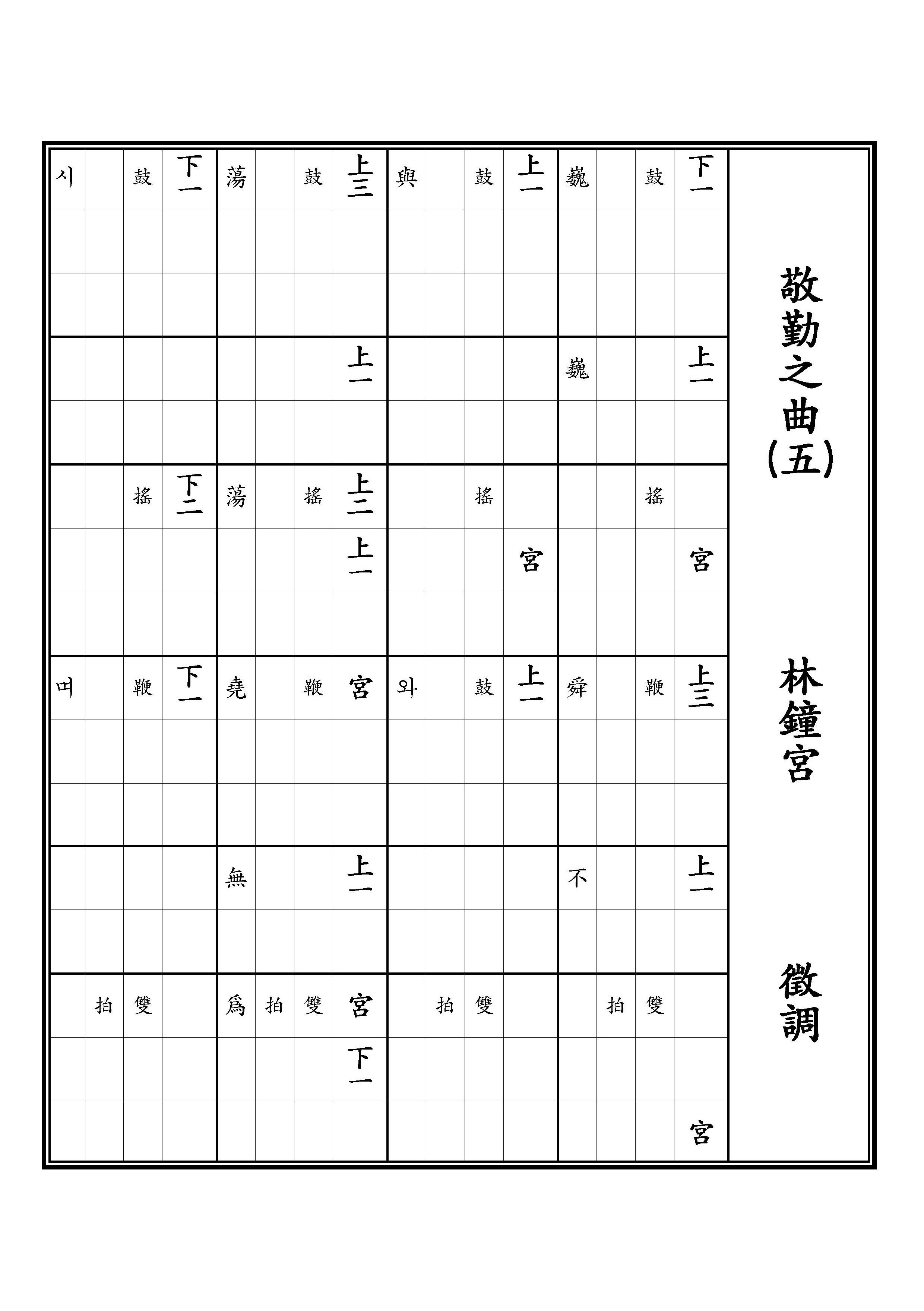 敬勤之曲(五) 林鐘宮 徵調