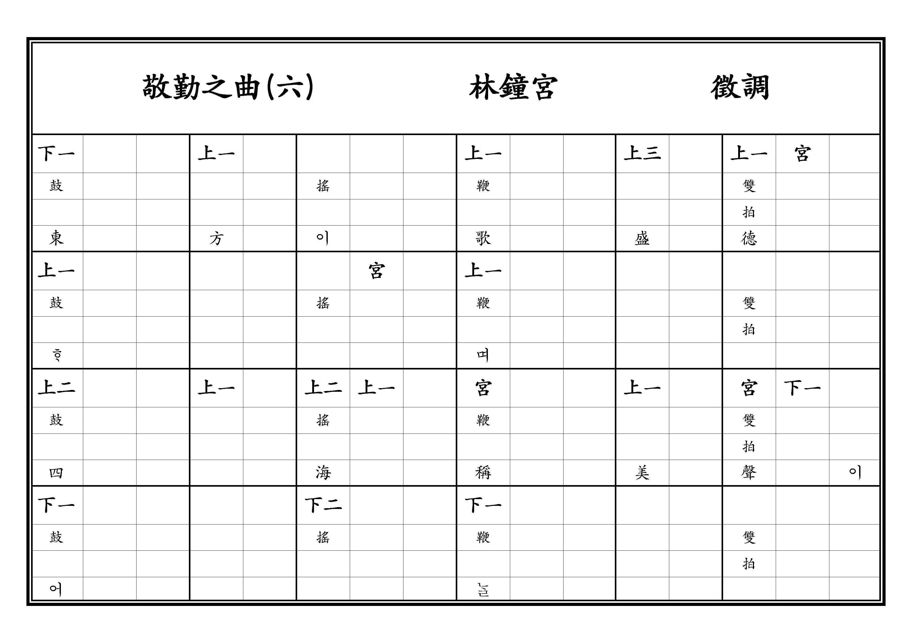 敬勤之曲(六) 林鐘宮 徵調