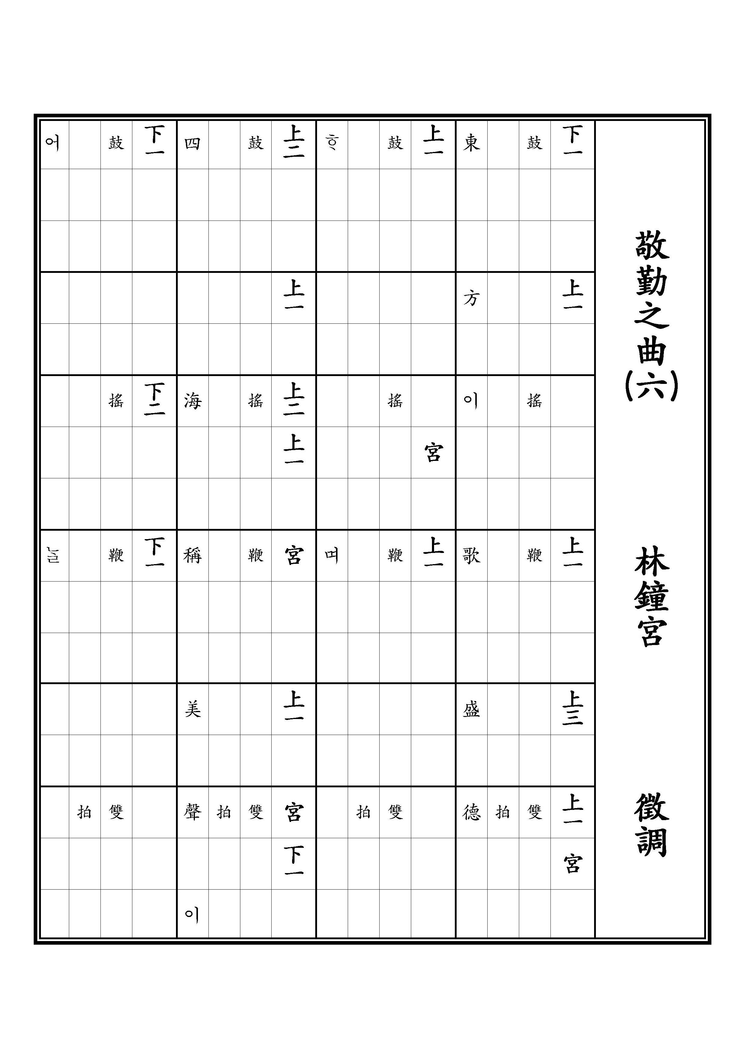 敬勤之曲(六) 林鐘宮 徵調