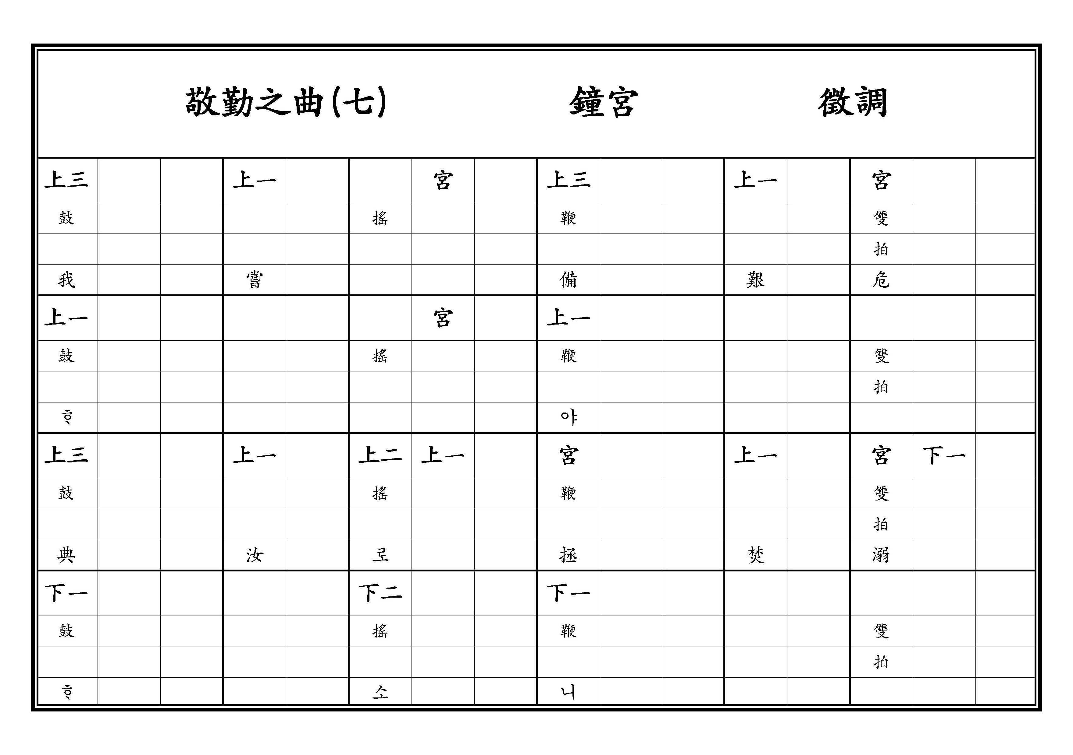 敬勤之曲(七) 林鐘宮 徵調