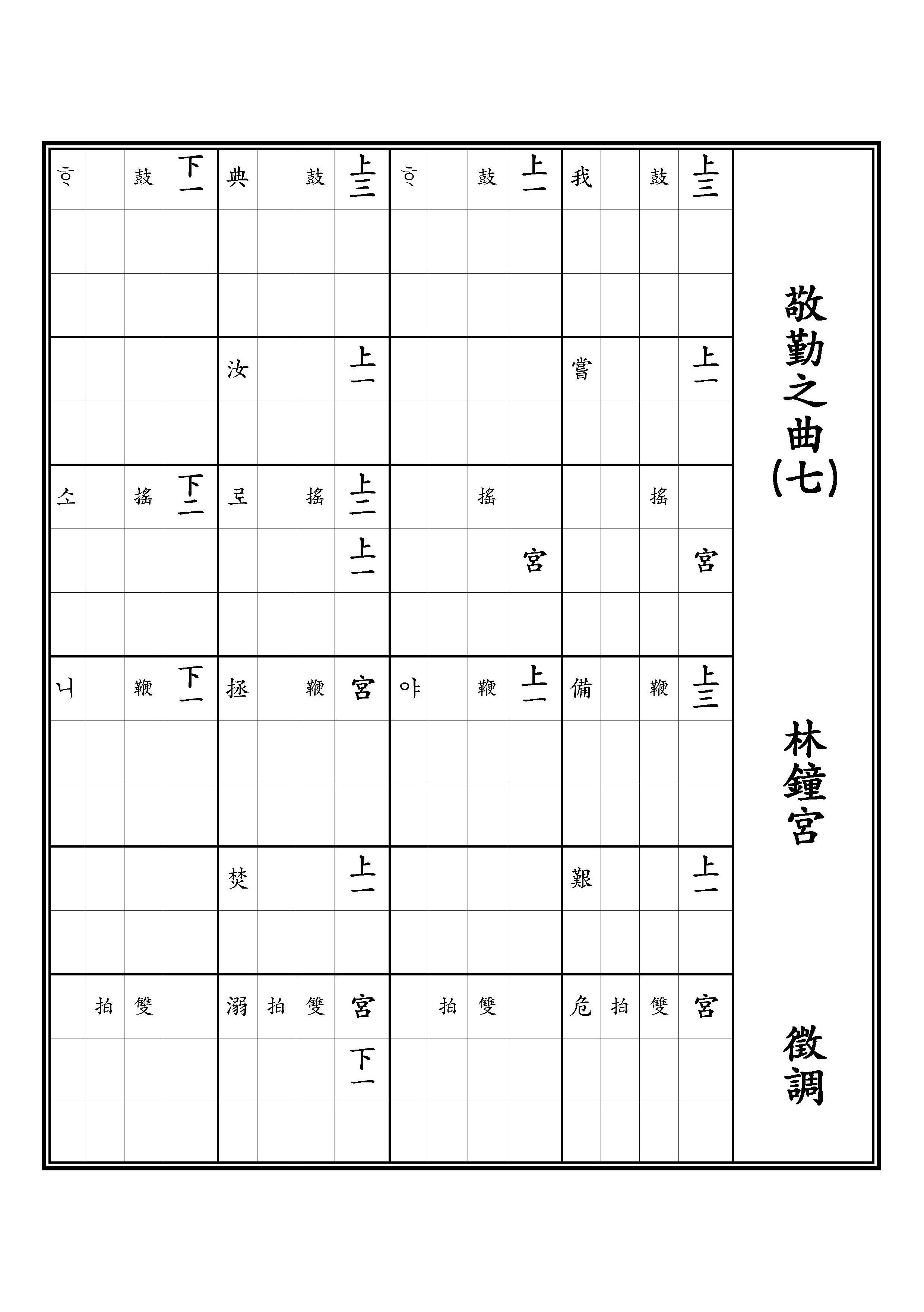 敬勤之曲(七) 林鐘宮 徵調